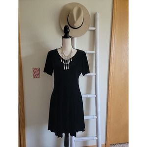 Caren Desiree Black Velour Skater Dress